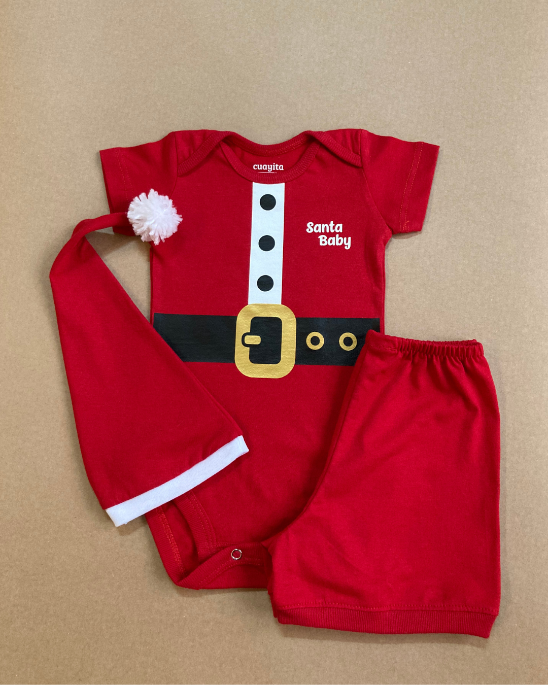 Conjunto Baby Santa short rojo