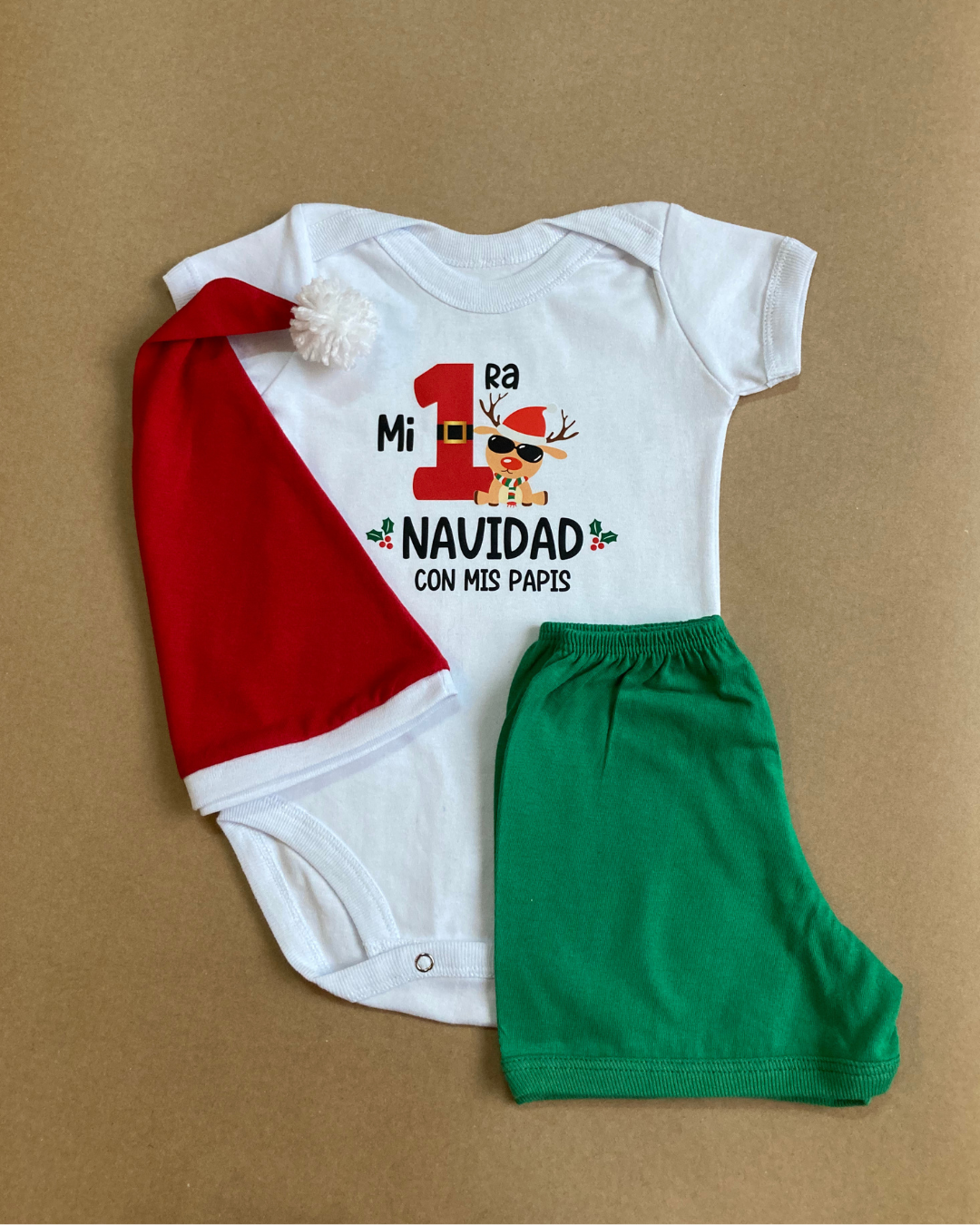 Conjunto Mi 1ra Navidad short verde